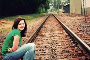 Waiting on the tracks for a train